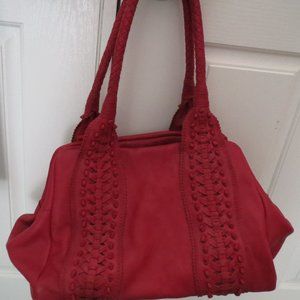 BRIGHT red SOFTEST LEATHER handbag satchel CLEVER CARRIAGE handmade xlarge sz